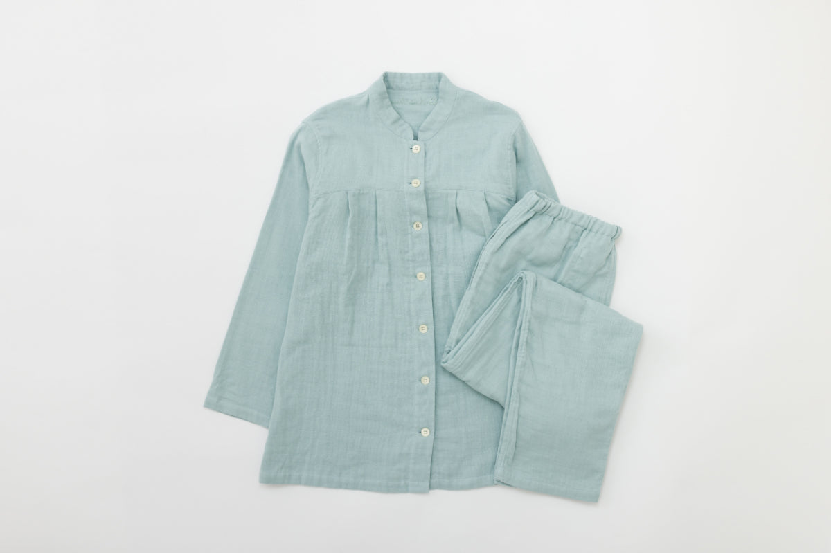 呼吸するパジャマ(レディース)睡眠 安眠 快眠 3重ガーゼ 天然素材 マオカラータイプ 日本製