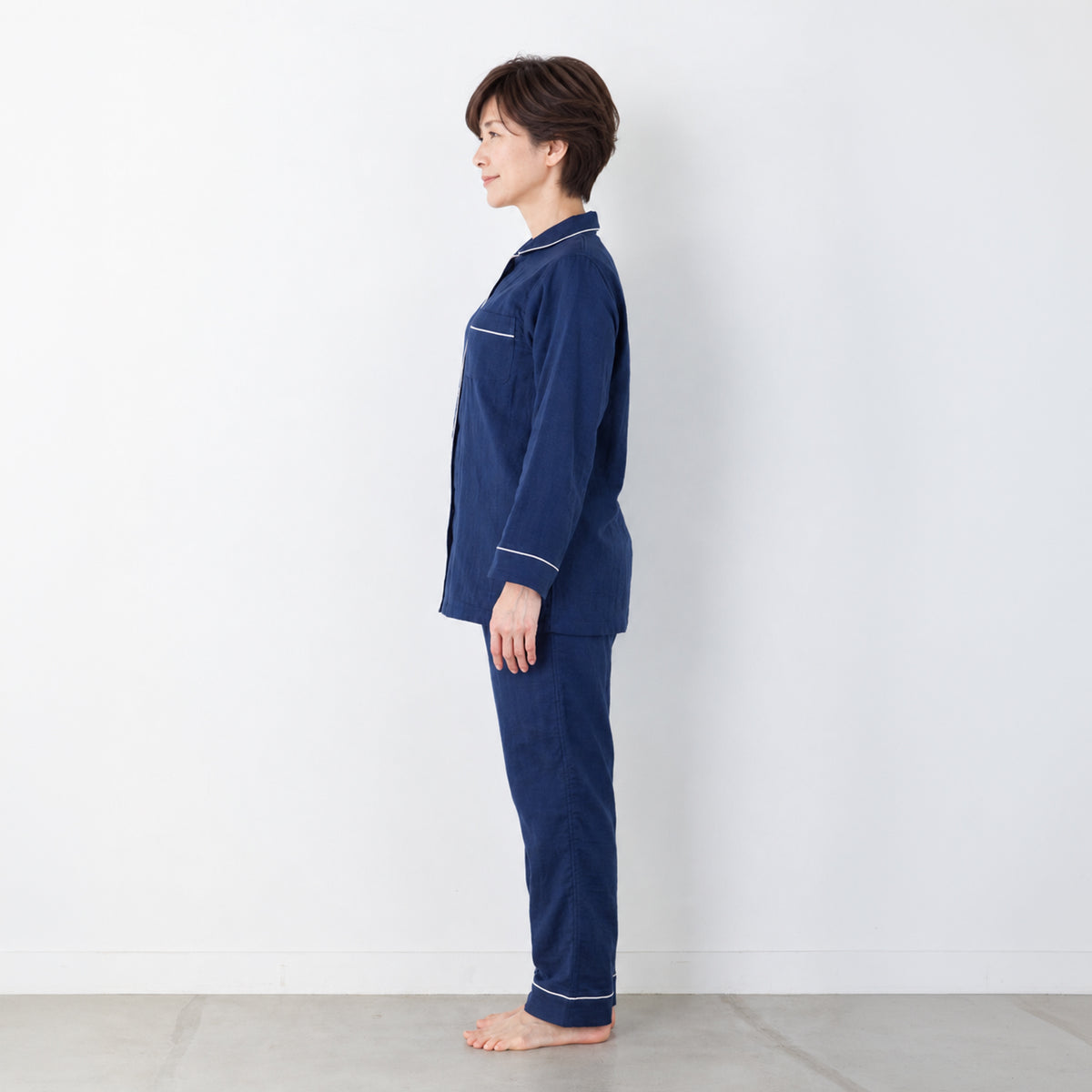 【10月27日より発送】呼吸するパジャマ®(パイピング)天然素材 綿100% 3重ガーゼ 日本製 レディース