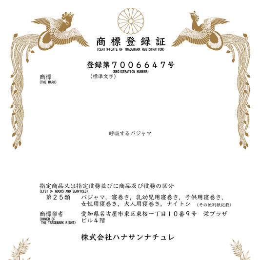 【ご報告】「呼吸するパジャマ®」が商標登録されました