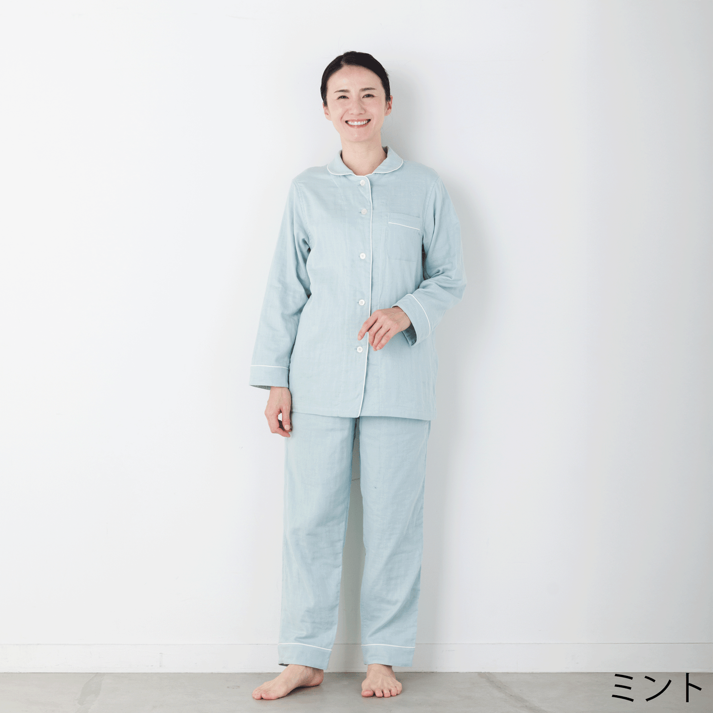 呼吸するパジャマ®（パイピング）天然素材 綿100％ 3重ガーゼ 日本製 レディース