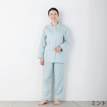 呼吸するパジャマ®（パイピング）天然素材 綿100％ 3重ガーゼ 日本製 レディース