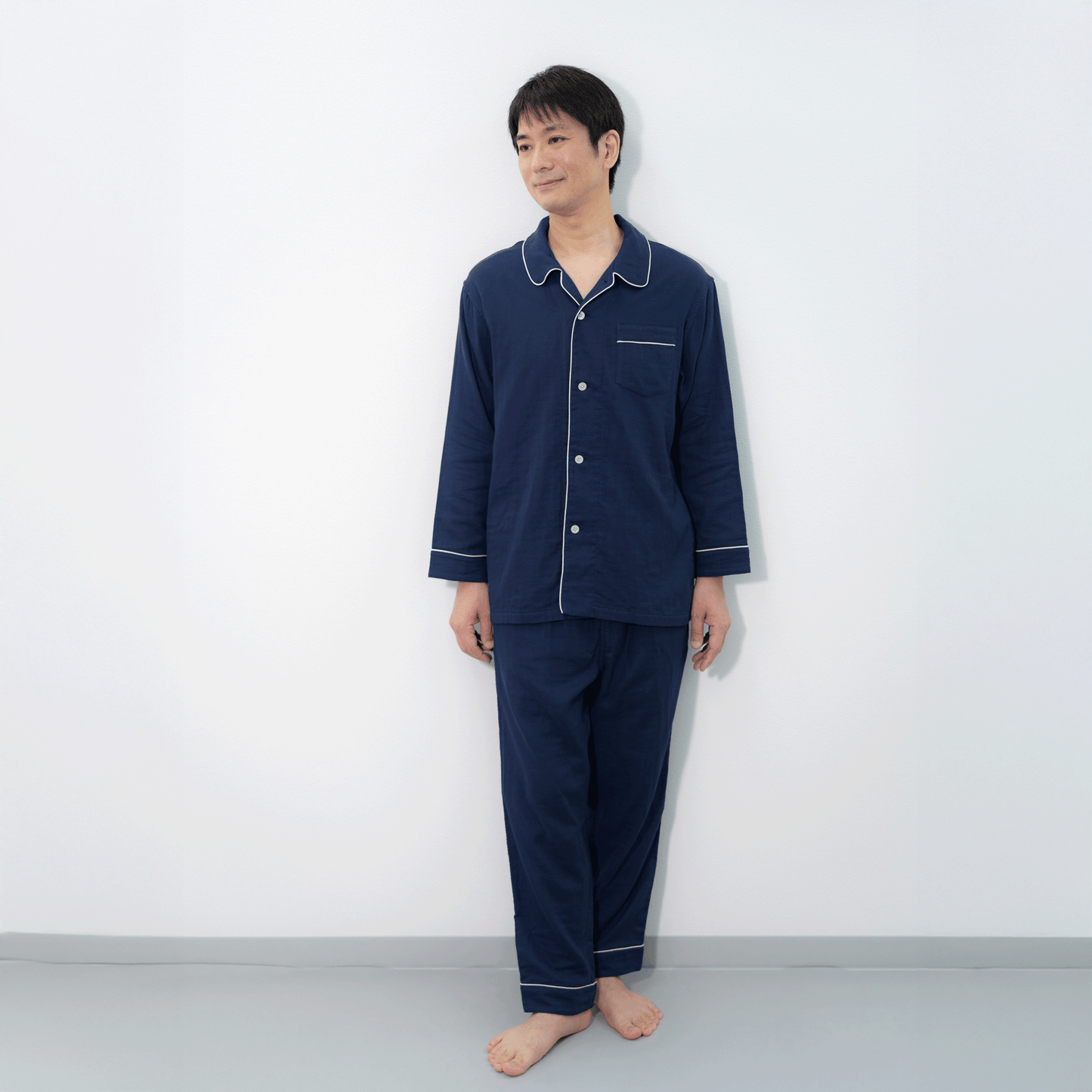呼吸するパジャマ®（パイピング）天然素材 綿100％ 3重ガーゼ 日本製 メンズ