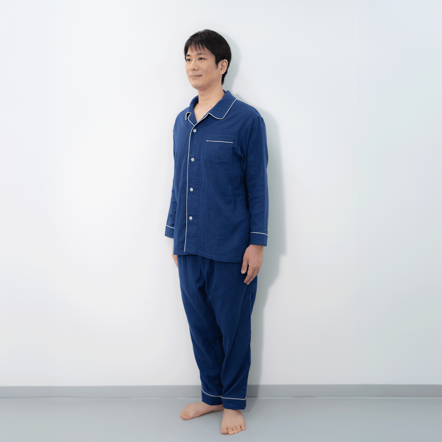 呼吸するパジャマ®（パイピング）天然素材 綿100％ 3重ガーゼ 日本製 メンズ