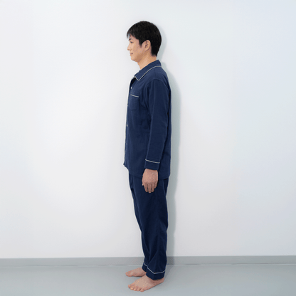 呼吸するパジャマ®（パイピング）天然素材 綿100％ 3重ガーゼ 日本製 メンズ