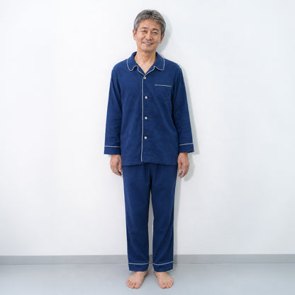 呼吸するパジャマ®（パイピング）天然素材 綿100％ 3重ガーゼ 日本製 メンズ