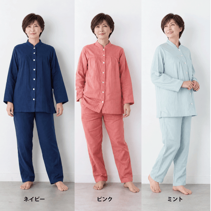 呼吸するパジャマ®（マオカラー）天然素材 綿100％ 3重ガーゼ 日本製 レディース