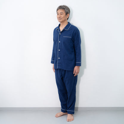 呼吸するパジャマ®（パイピング）天然素材 綿100％ 3重ガーゼ 日本製 メンズ