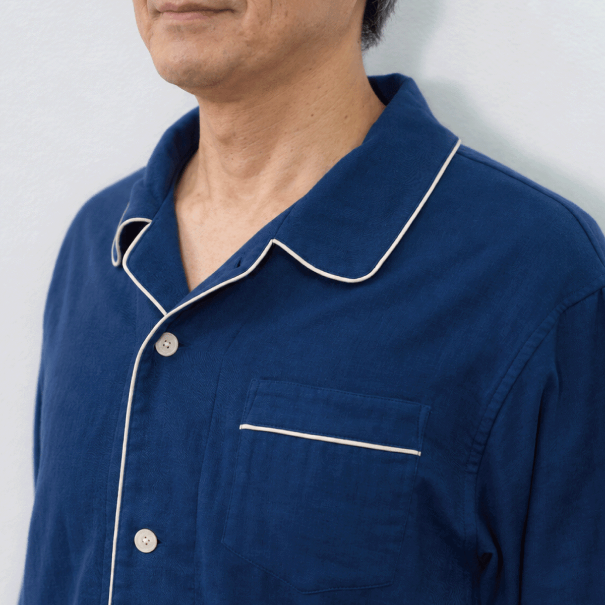 呼吸するパジャマ®（パイピング）天然素材 綿100％ 3重ガーゼ 日本製 メンズ