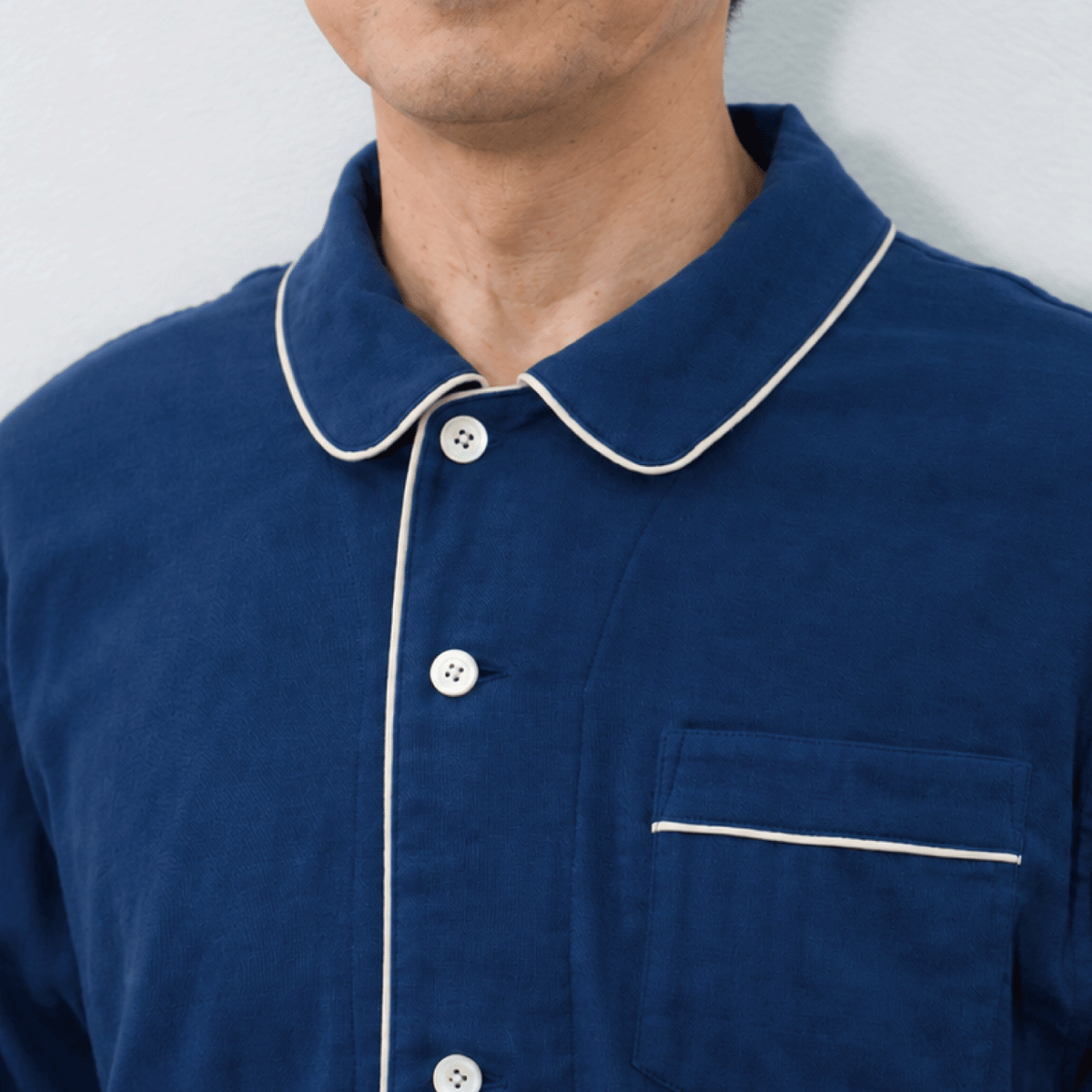 呼吸するパジャマ®（パイピング）天然素材 綿100％ 3重ガーゼ 日本製 メンズ