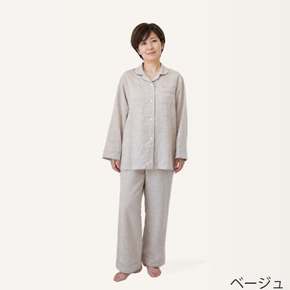 風が通る呼吸するパジャマ®（パイピング）天然繊維 さらりと綿麻平織 日本製 レディース 夏 涼しい