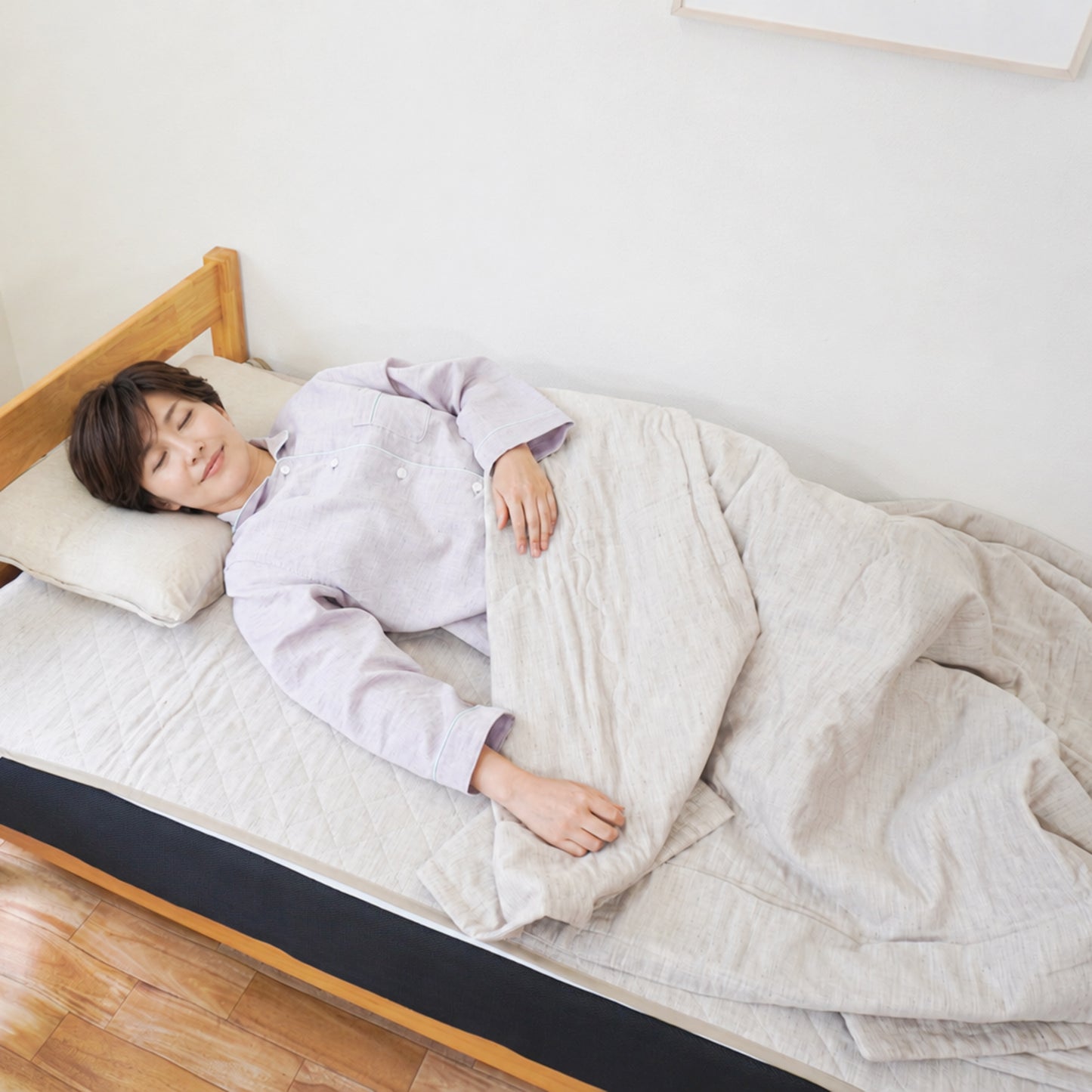 肌掛け布団 天然繊維 さらりと綿麻平織 洗える麻わた 夏 涼しい 日本製 近江の麻