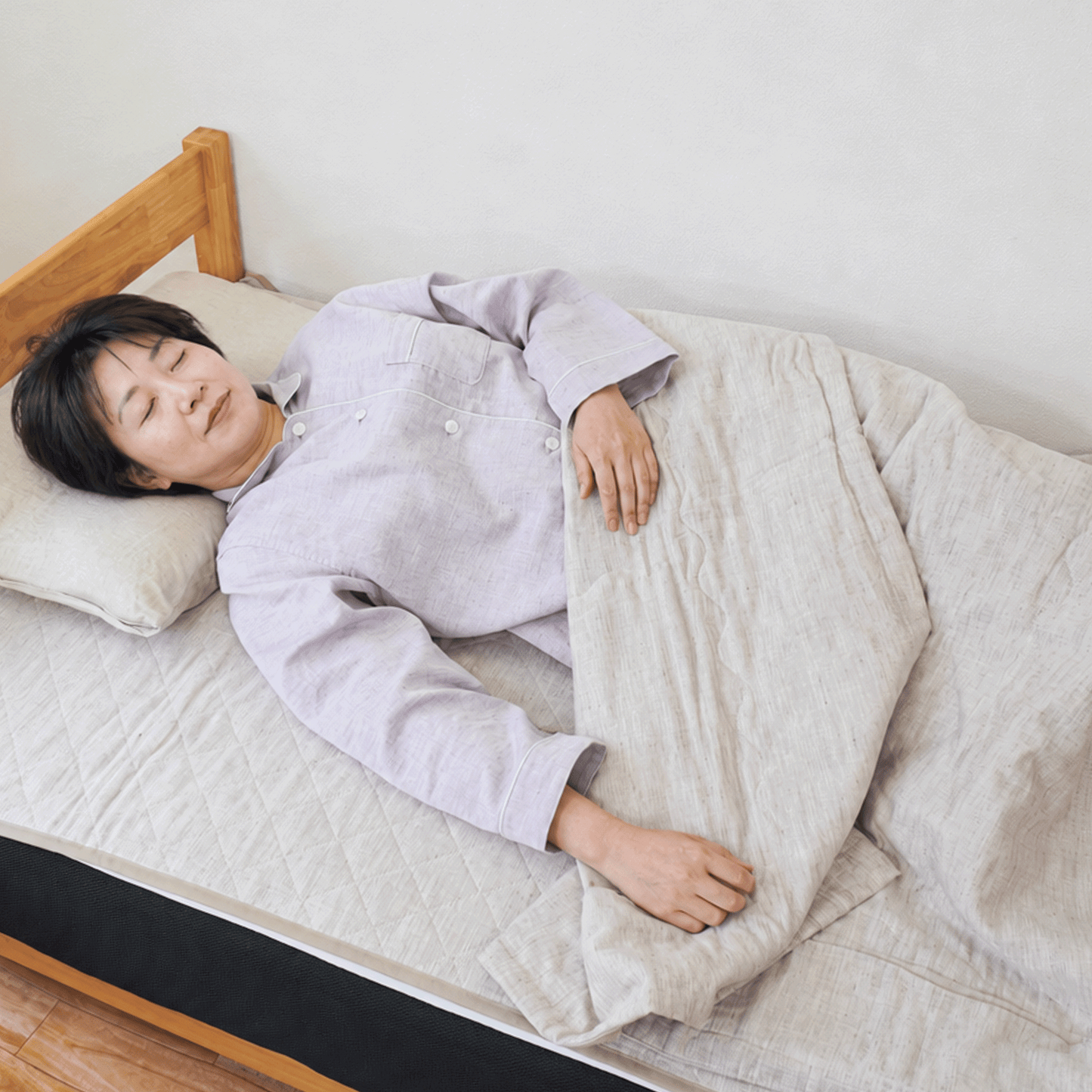肌掛け布団 天然繊維 さらりと綿麻平織 洗える麻わた 夏 涼しい 日本製 近江の麻