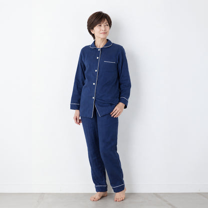 【10月27日より発送】呼吸するパジャマ®（パイピング）天然素材 綿100％ 3重ガーゼ 日本製 レディース