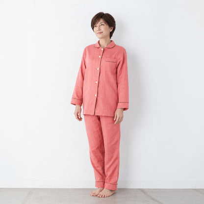 【10月27日より発送】呼吸するパジャマ®（パイピング）天然素材 綿100％ 3重ガーゼ 日本製 レディース